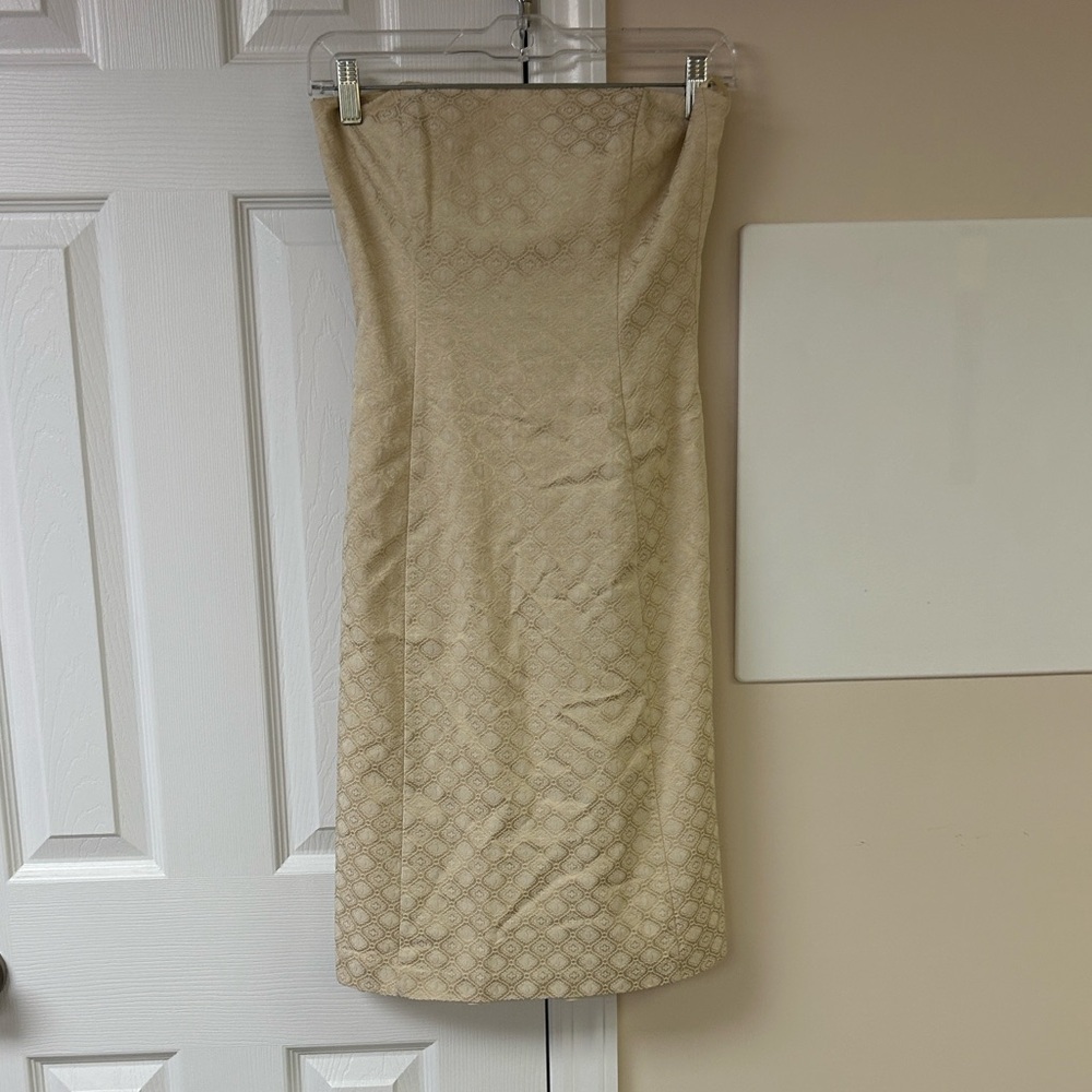 White House Black Market Gold Strapless Dress